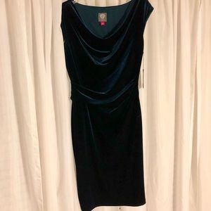 Emerald Green Velvet knee length dress